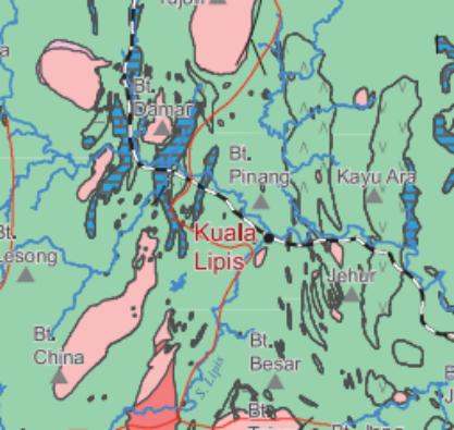 Figure 2: Geological map of the general Penjom - Lipis areas